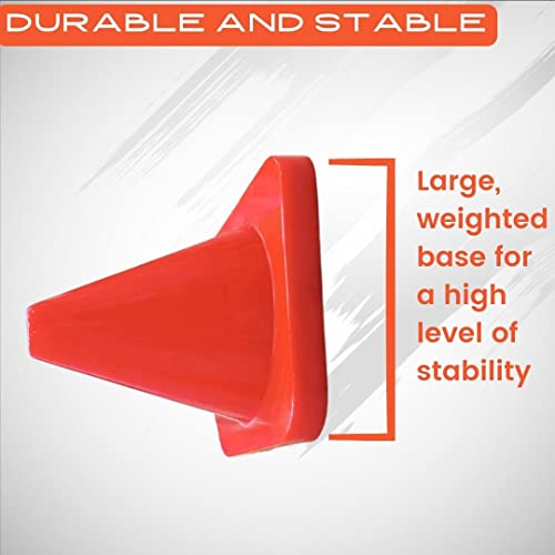 Versatyle 12in / 9in / 6in / 2in Set of 12 Heavy Duty Agility Training Cones for Sports & Kids, KamelKone Flexible Heavy Duty Cones for Bikes, Motorcycle Traffic, Soccer Drills Coaching & Field Marker