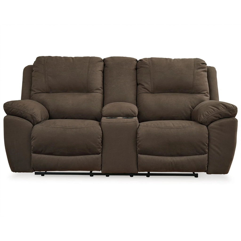 Ashley Furniture Next-Gen Gaucho Faux Leather Power Reclining Loveseat in Brown
