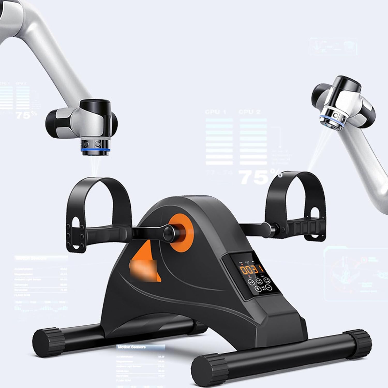 Pedal Exerciser for Seniors, Electric Rehabilitation Training Machine, Under Desk Bike Pedal Exerciser Mini Bike for Leg/Arm Workout Peddler with LCD Display for Home/Office ，for Seniors Legs Workout