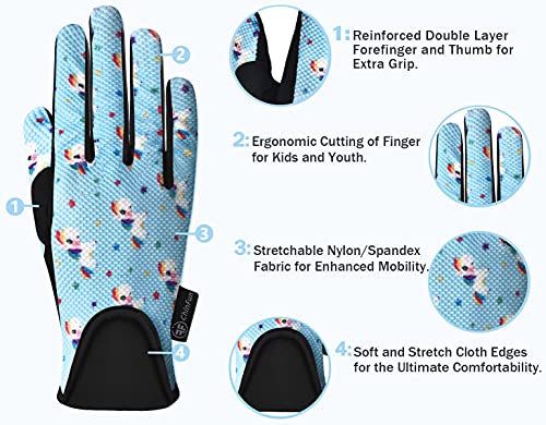 ChinFun Kids Horse Riding Gloves Equestrian Horseback Gloves for Youth Children Boys Girls Outdoor Biking Cycling Running