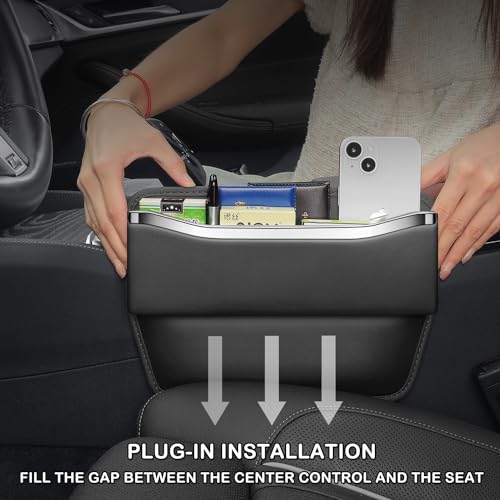 HOLDCY Car Seat Gap Filler Organizer - Leather Console Side Pocket Seat Storage - Stylish and Practical Car Accessories for Cars,SUV,Truck