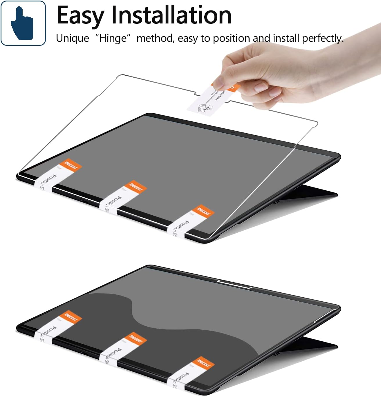 Megoo Tempered Glass Screen Protector for Microsoft Surface Pro 9 / Pro 11/10 2024/ Surface Pro 8/X 13 Inch, Easy Installation, Scratch Resistant, Friendly Touching Screen Protector, [2 pack]