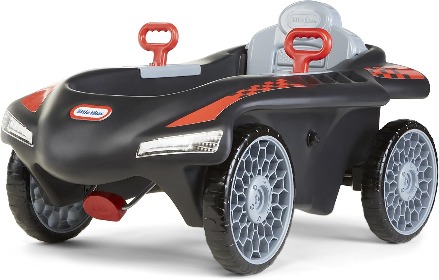 Little Tikes Jett Car Racer Black, Ride On Car with Adjustable Seat Back, Dual Handle Rear Wheel Steering, Racing Control, Kid Powered Fun, Great Gift for Kids, Toys for Girls Boys Ages 3-10 Years