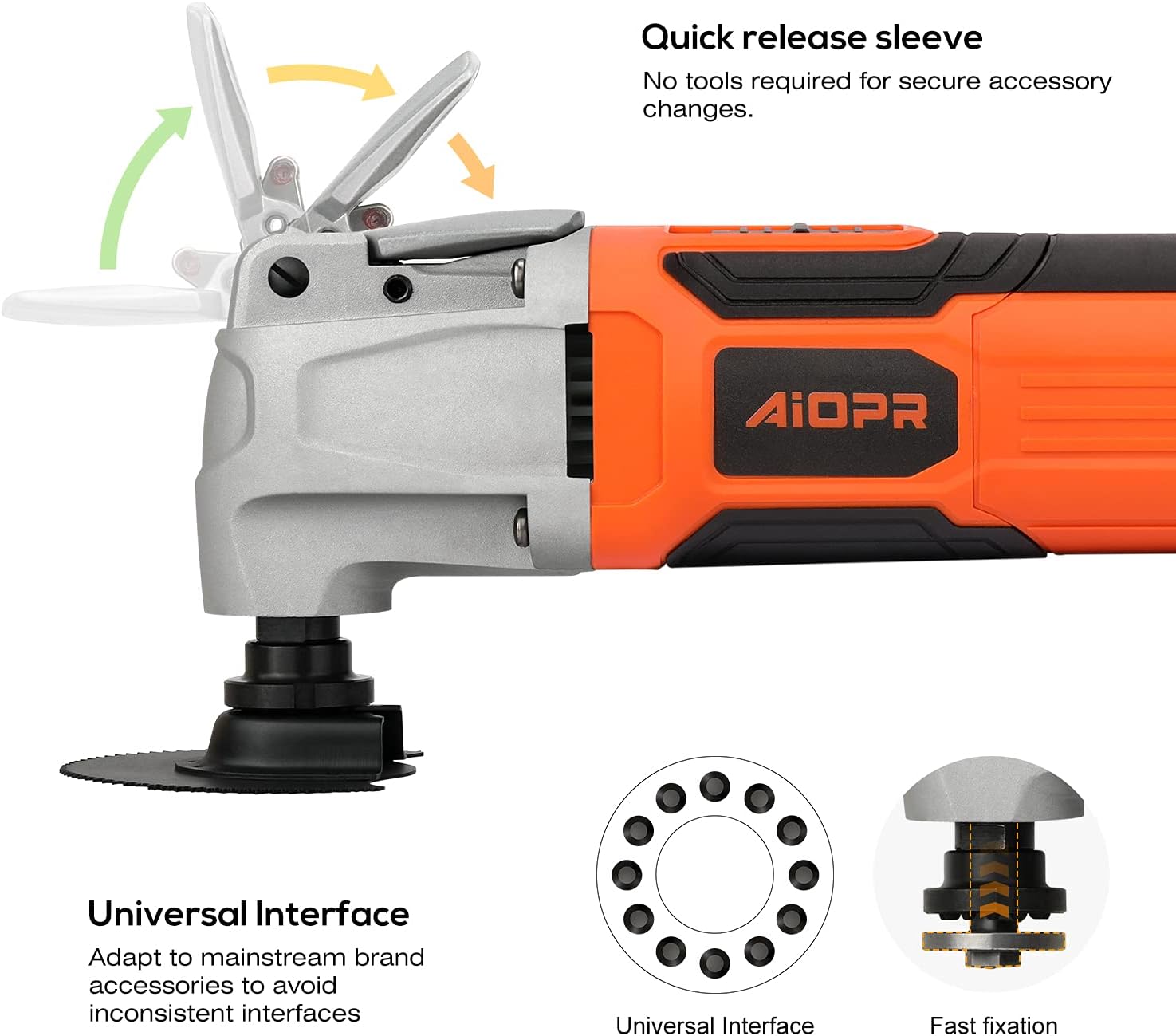 AIOPR Oscillating Multi Tool, 2.4Amp Oscillating Saw 6 Variable Speed, 4° Oscillating Angle with 40pcs Accessories Pack of 2