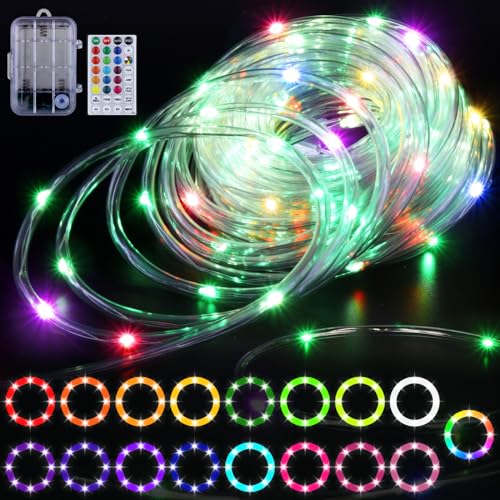 BRIGHTDECK LED Canopy String Lights,40ft Outdoor Battery Operated Rope Lights for 10'x10' Tents,8 Modes Pop Up Canopy Lights,Waterproof Camping Tent Light Accessories with Remote