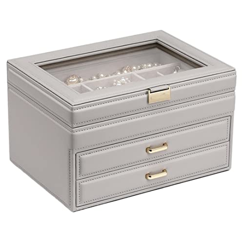 Jewelry Box Jewelry Boxes Jewelry Case PU Leather Jewelry Box Jewelry Storage Box Earring Ear Stud Ring Necklace Organizer Case Jewelry Box Organizer Jewelry Organizer (