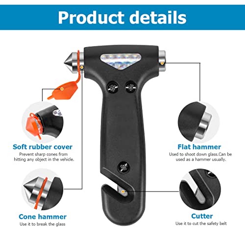 BELOMI 2 Pack Car Safety Hammer, Emergency Escape Tool with Window Breaker and Seat Belt Cutter, 5-in-1 Auto Multifunctional Escape Hammer for Accident, Vehicle Survive Accessories