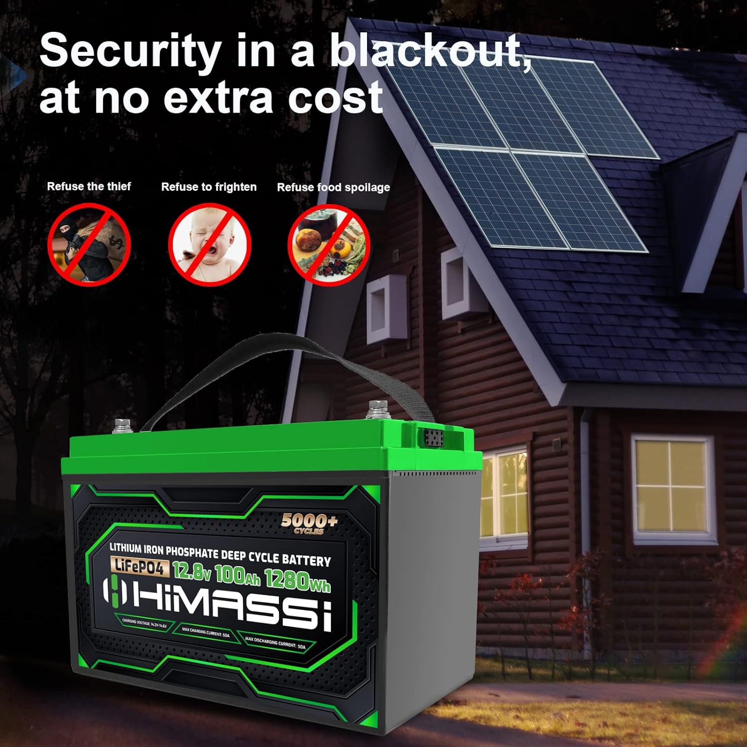 12V 100Ah LiFePO4 Battery 50A BMS Lithium Iron Phosphate Deep Cycle Battery Pack for Trolling Motor, Solar Energy Storage, RV, Camper, Marine, Home Backup, Off-Grid System, Lead Acid Replacement