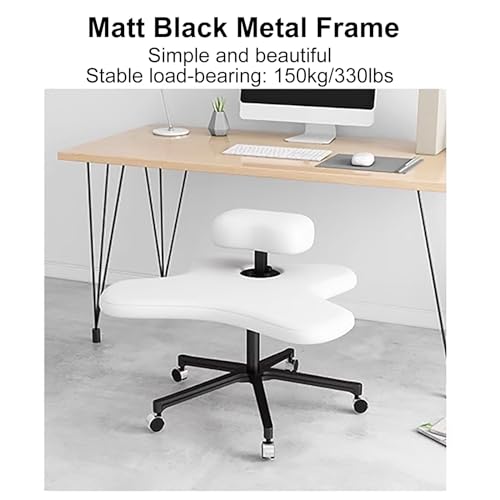Meditation Chair, Home Office Desk Chair, Ergonomic Kneeling Chair with Wheels, Cross Legged Chair, Height Adjustable (Color : Pink, Size : Screw Adjustment) (Bianco Handle Adjustment)