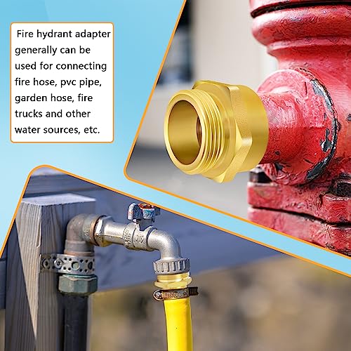 Fire Hydrant Hose Adapter, Hex Nipple Fire Hose Fitting Double Male Brass Fire Hydrant Adapter