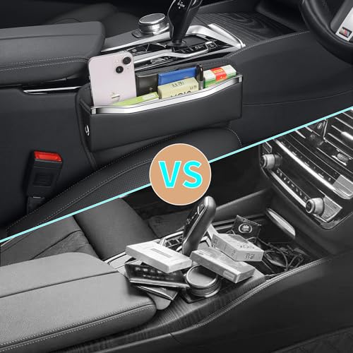 HOLDCY Car Seat Gap Filler Organizer - Leather Console Side Pocket Seat Storage - Stylish and Practical Car Accessories for Cars,SUV,Truck