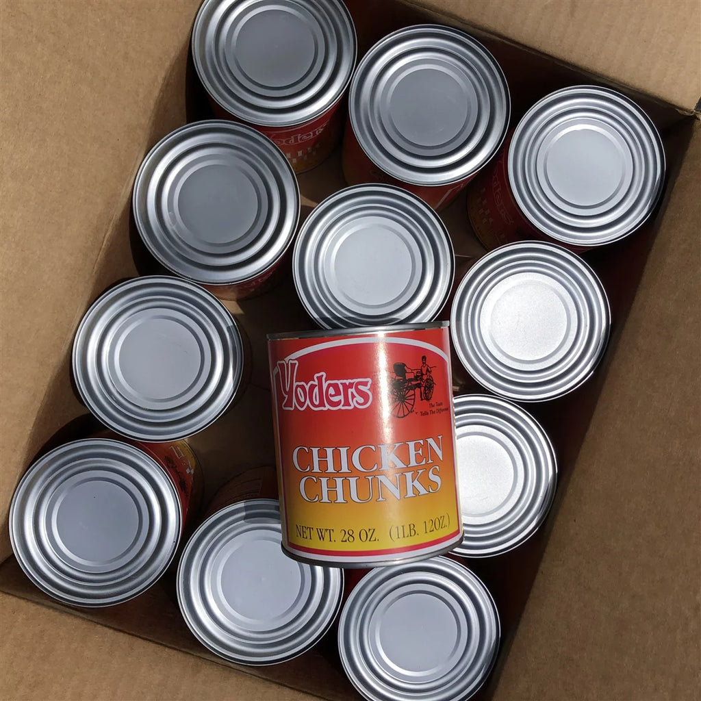 Yoders Fully Cooked Canned Chicken Chunks Emergency Survival Preparedness Food for Camping Hiking and Backpacking with 14 Servings/28oz/Can- 1 Can
