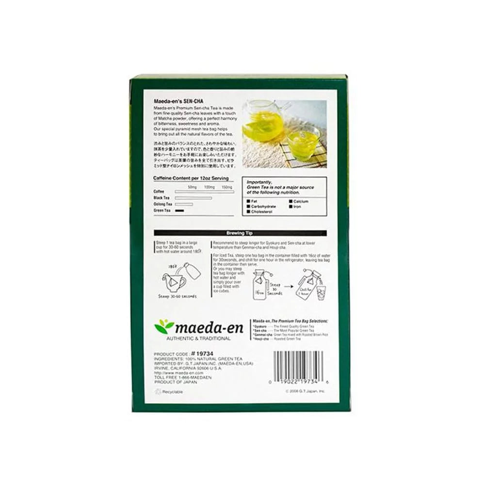 Maeda-en Premium Sen-cha Green Tea 40 Tea Bags Japanese Origin Hot or Iced Drink Individually Wrapped Teabag