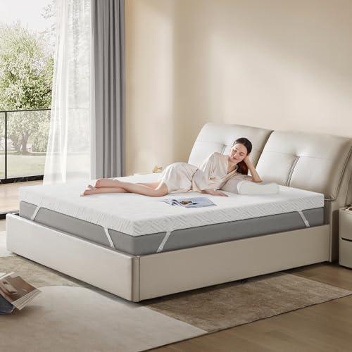 Memory Foam Mattress Topper - 3 Inch Gel Mattress Pad for Pressure Relief, Premium Soft Cooling Sleep Bed Topper, Non-Slip Design with Removable & Washable Cover, CertiPUR-US Certified, King
