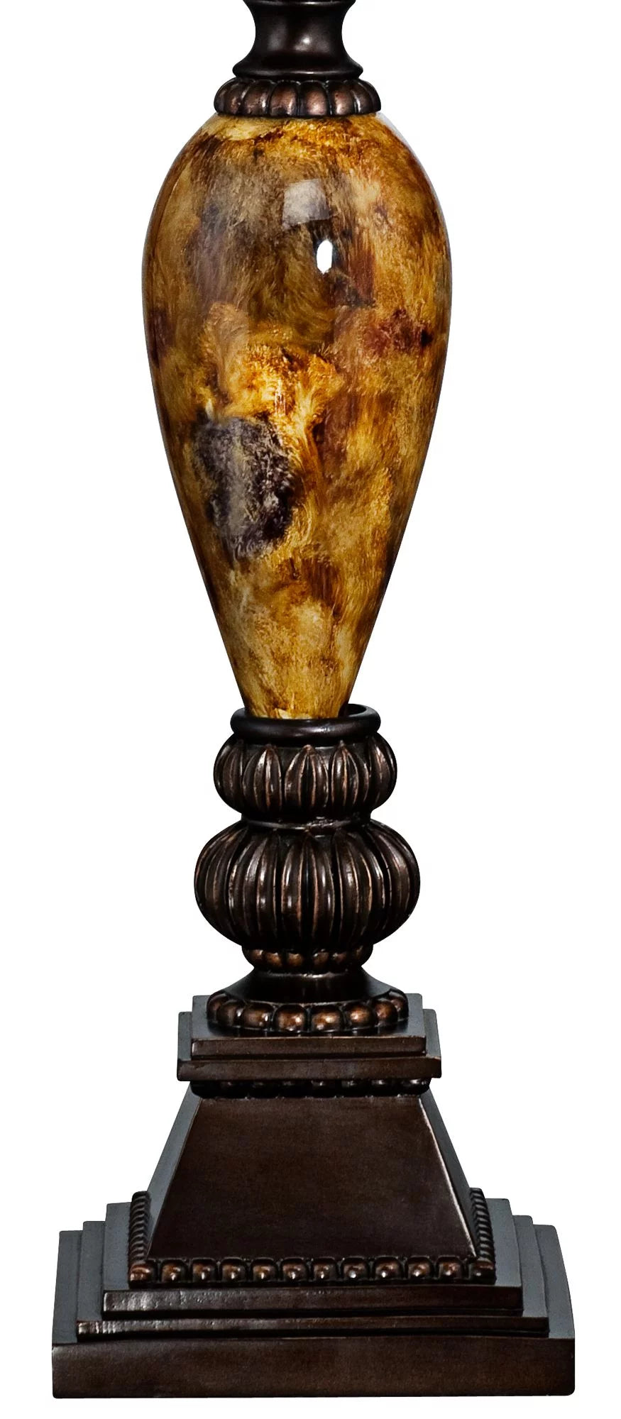 Kathy Ireland Traditional Table Lamp with White USB Dimmer Cord 37" Tall Bronze Golden Marbleized White Shade Living Room Bedroom