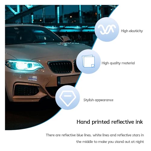 Dickno 2PCS Reflective American US Flag Decal, 5"×3" Patriotic Car US Bumper Stripes Sticker, Personality Auto American Flag Decor, Vehicle Exterior Decor Accessoreis