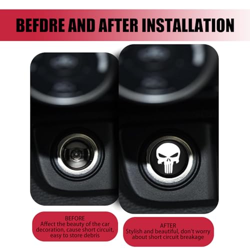 dawfall 2 PCS Car Metal Cigarette Lighter Cover, ID 0.8" OD 0.98" Personalized Middle Finger Cigarette Socket Decoration, Dustproof Sealing Cover with Rubber Ring, Universal for Car Motorcycles