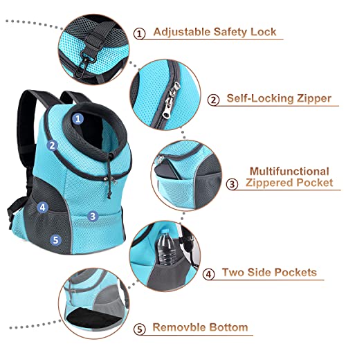 YUDODO Pet Dog Backpack Carrier Small Dog Front Carrier Pack Reflective Head Out Motorcycle Puppy Carrying Bag Backpack for Small Medium Dogs Cats Rabbits Outdoor Travel Hiking Cycling