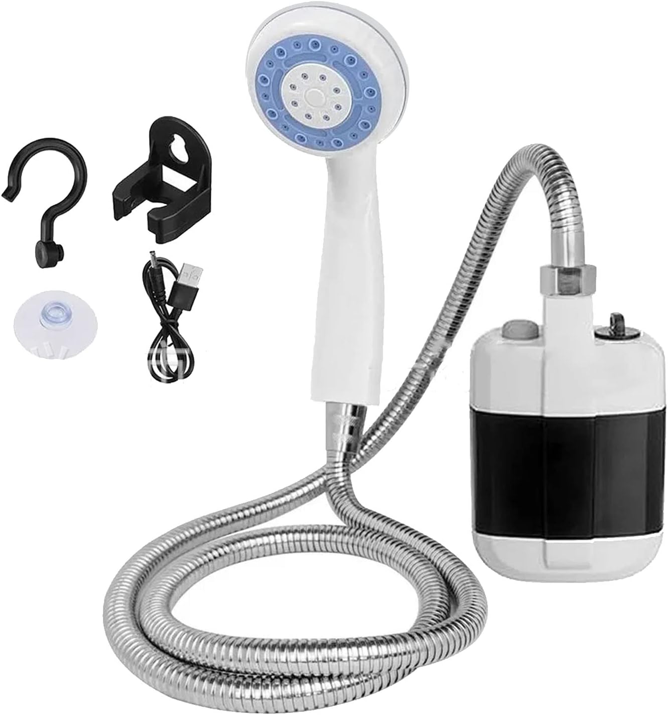Portable Shower, Outdoor Electric Shower Battery Powered Pump Shower Head Nozzle for Camping, Hiking, Traveling, Washing