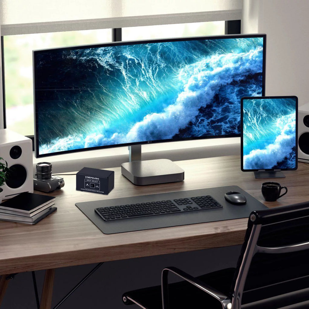 Meterk Linepaudio Audio Switcher Rca 2 In 1 Out / 1 In 2 Out A/B Switch Stereo Audio Splitter Box With No Distortion Rca Jack For Switching Between Computer Speakers And Headphones