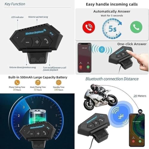 Bluetooth Modular Dual Visor Motorcycle Helmet FMVSS-218 DOT Approved Full Face Motocross Motorbike Helmet Adults Men Women Summer Lightweight Cool Helmet for Racing Mountain Go-Kart