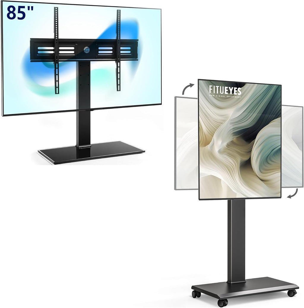 FITUEYES Table Top TV Stand for 50-85 inch TVs and Rolling TV Stand for 32-75 Inch TVs