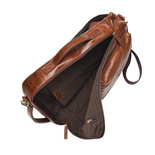 Fossil Men's Buckner Leather Medium Convertible Travel Backpack and Briefcase Messenger Bag, Cognac , (Model: MBG9599222)