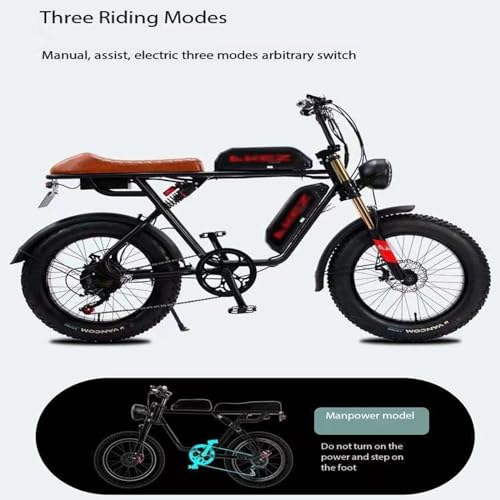 Electric Bicycle Fat Tire High Power Removeable Battery Ebike,Front/Rear Turn Signal,Rearview Mirror and 7 Gear Electric Bicycle