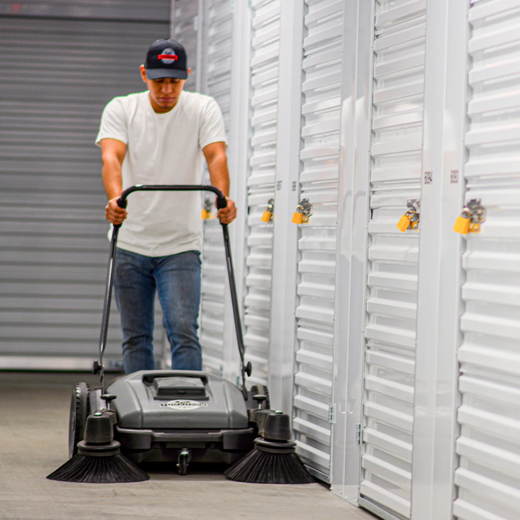 Tomahawk Power TOS38 38" Walk Behind Push Sweeper w/ Triple Power Side Brooms