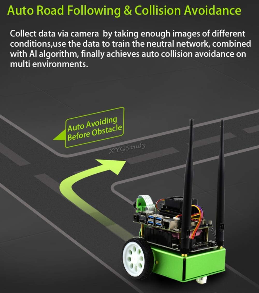 JetBot AI Kit Add-ons Accessories for Jetson Nano to Build Smart Robot JetBot with Front Camera Eye and ROS Nodes Code Dual Mode Wireless WiFi Bluetooth Facial Recognition Object Tracking @XYGStudy