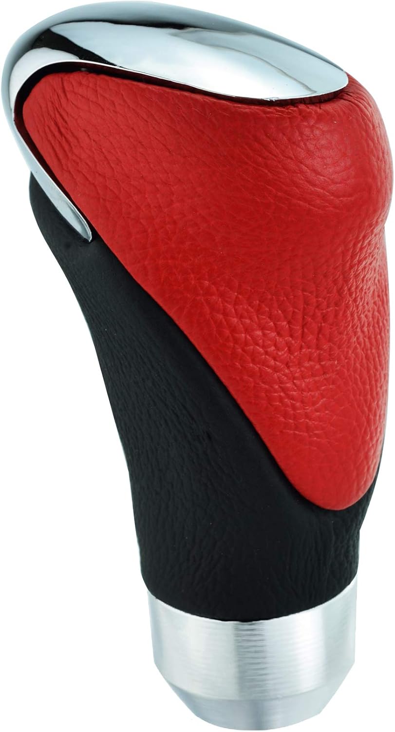 Abfer Knob Shifter Car Shifting Gear Stick Head Replacement Leather Shift Knob for Most Manual Vehicles, Red