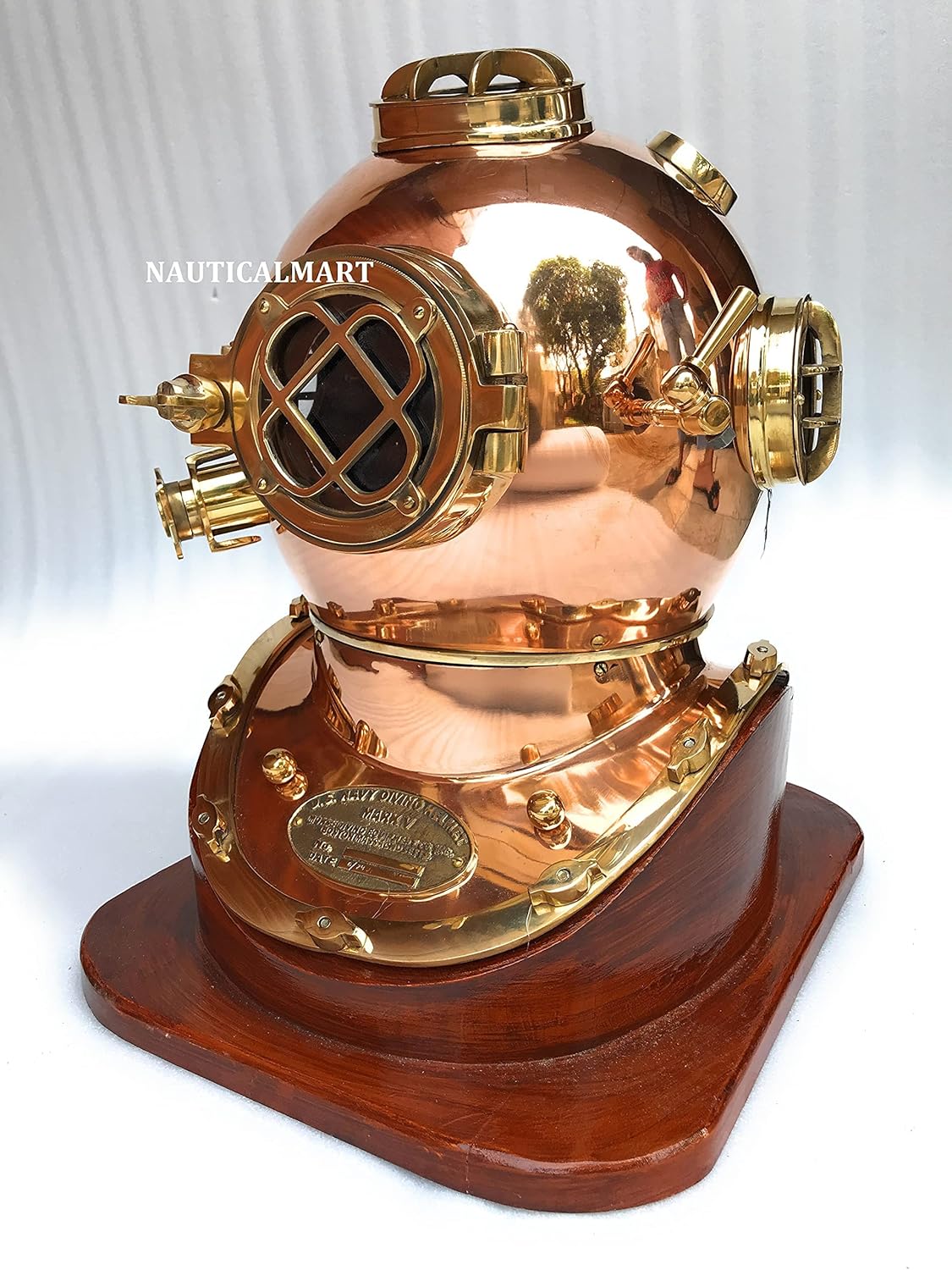 Nautical Copper Brass U.S Navy Mark V Diving Divers Helmet W/Base Deep Sea Vintage Marine Scuba Divers Helmet Accessories Collectible Decorative Gifts