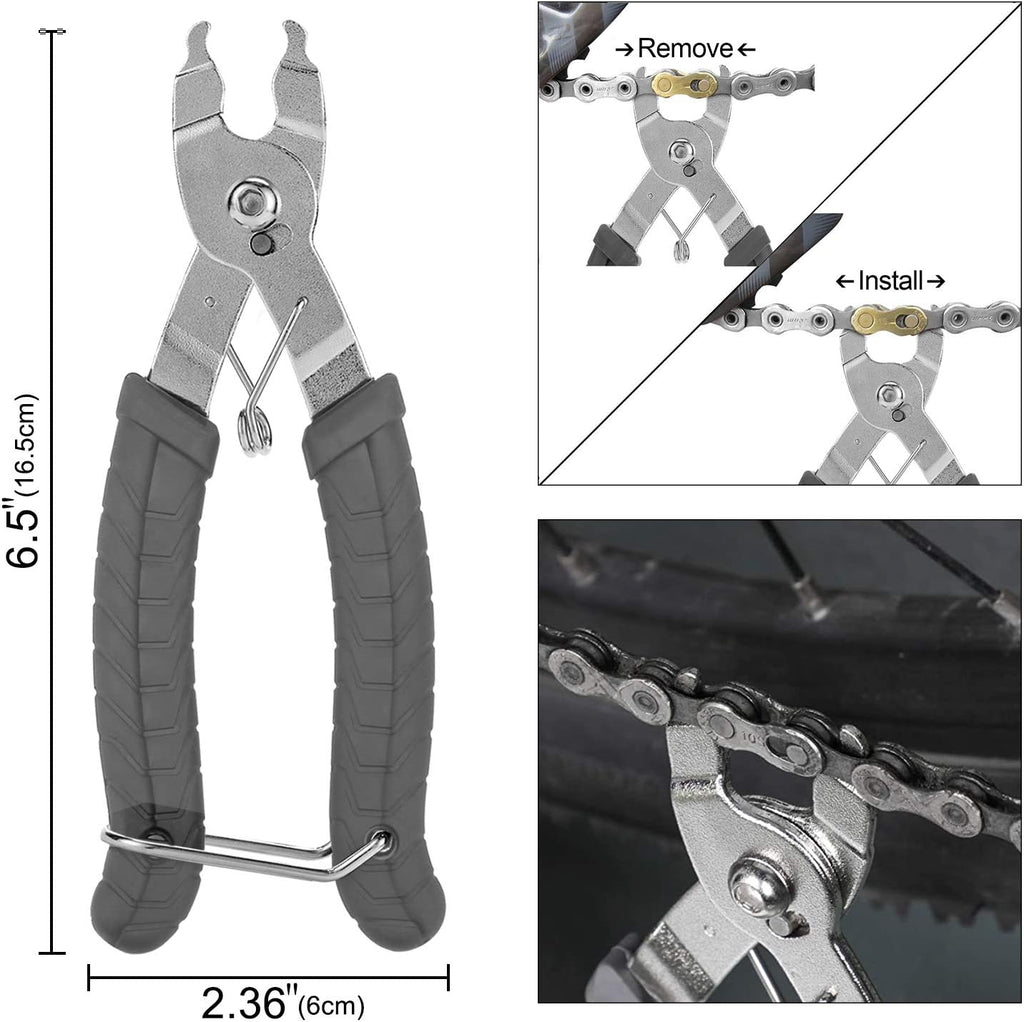 Bike Repair Chain Tool Set, Bike Chain Tool+ Chain Checker+ Bike Link Plier +3 Pairs Bicycle Missing Link for 7 8 9 10 Speed Chain