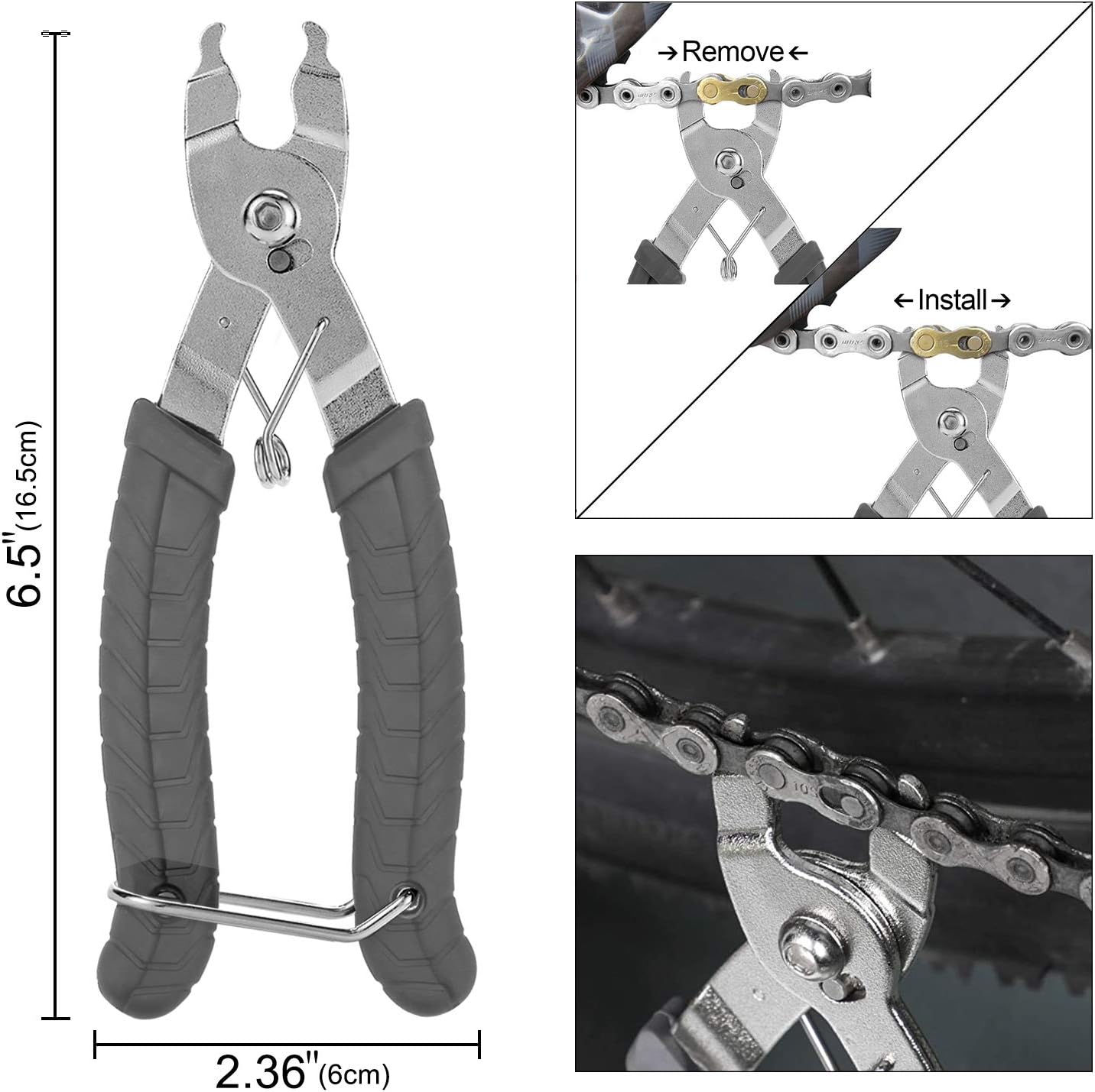 Bike Repair Chain Tool Set, Bike Chain Tool+ Chain Checker+ Bike Link Plier +3 Pairs Bicycle Missing Link for 7 8 9 10 Speed Chain