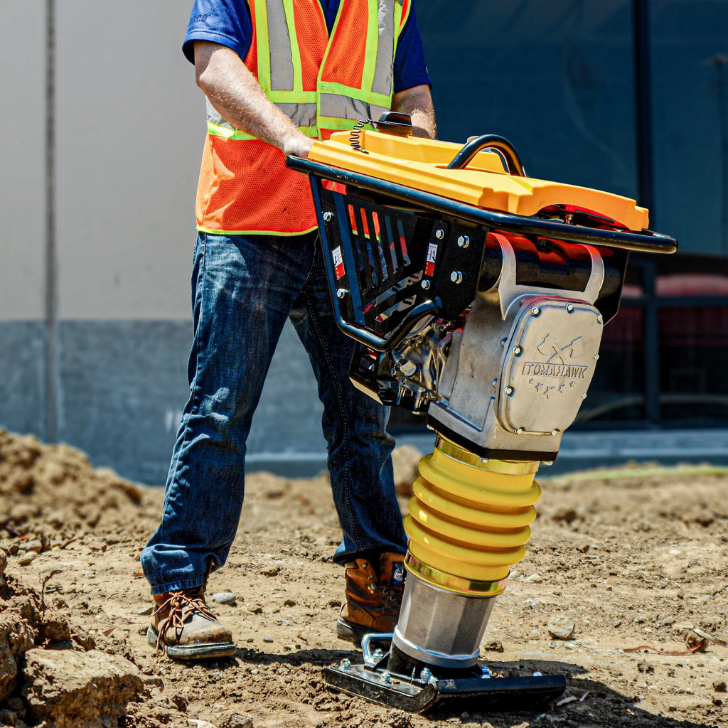 TOMAHAWK 3.6 HP Honda Vibratory Rammer Jumping Jack Tamper with Honda GX120R Engine Compaction Force 3,550 lbs. per square ft