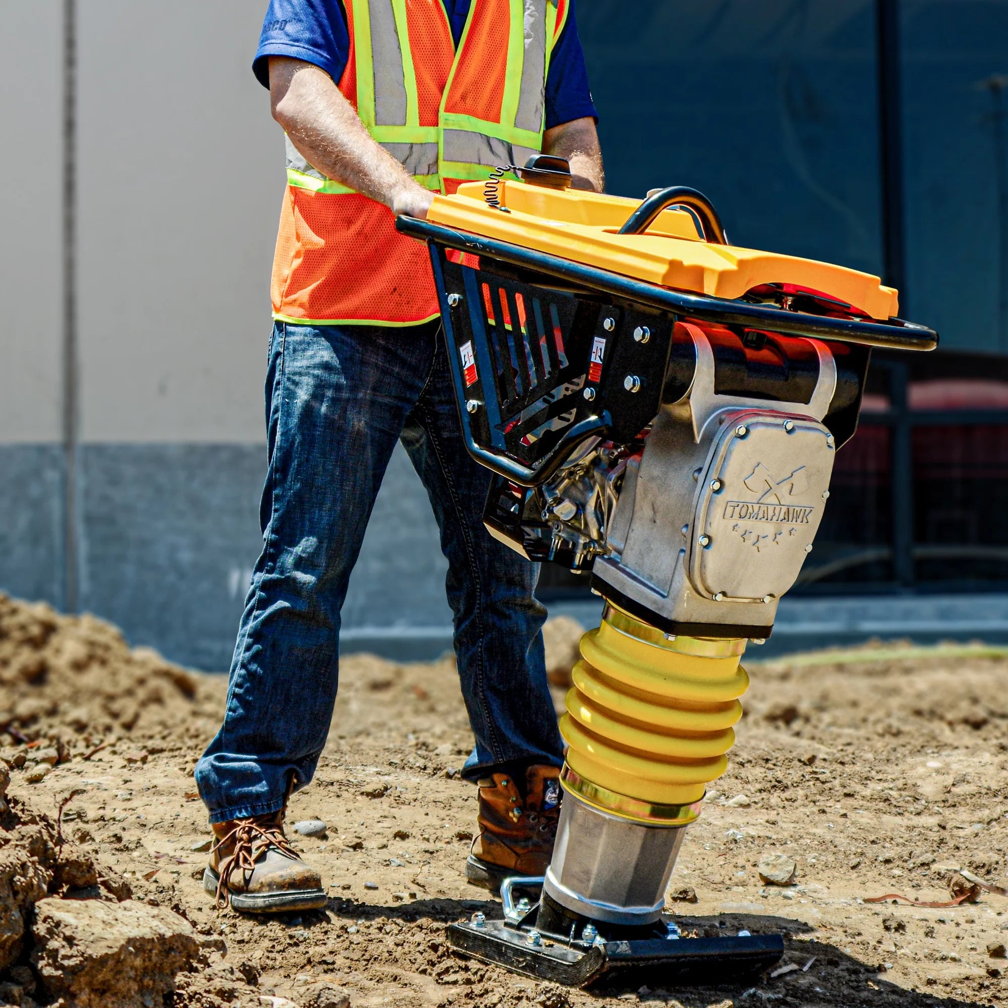 TOMAHAWK 3.6 HP Honda Vibratory Rammer Jumping Jack Tamper with Honda GX120R Engine Compaction Force 3,550 lbs. per square ft