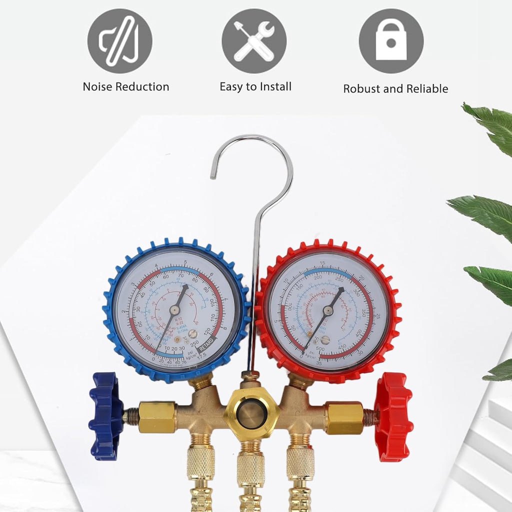 AC Diagnostic Manifold Gauge R22 R12 R404 R134 Double Head Anti Shock Vacuum Pressure AC Gauge Set