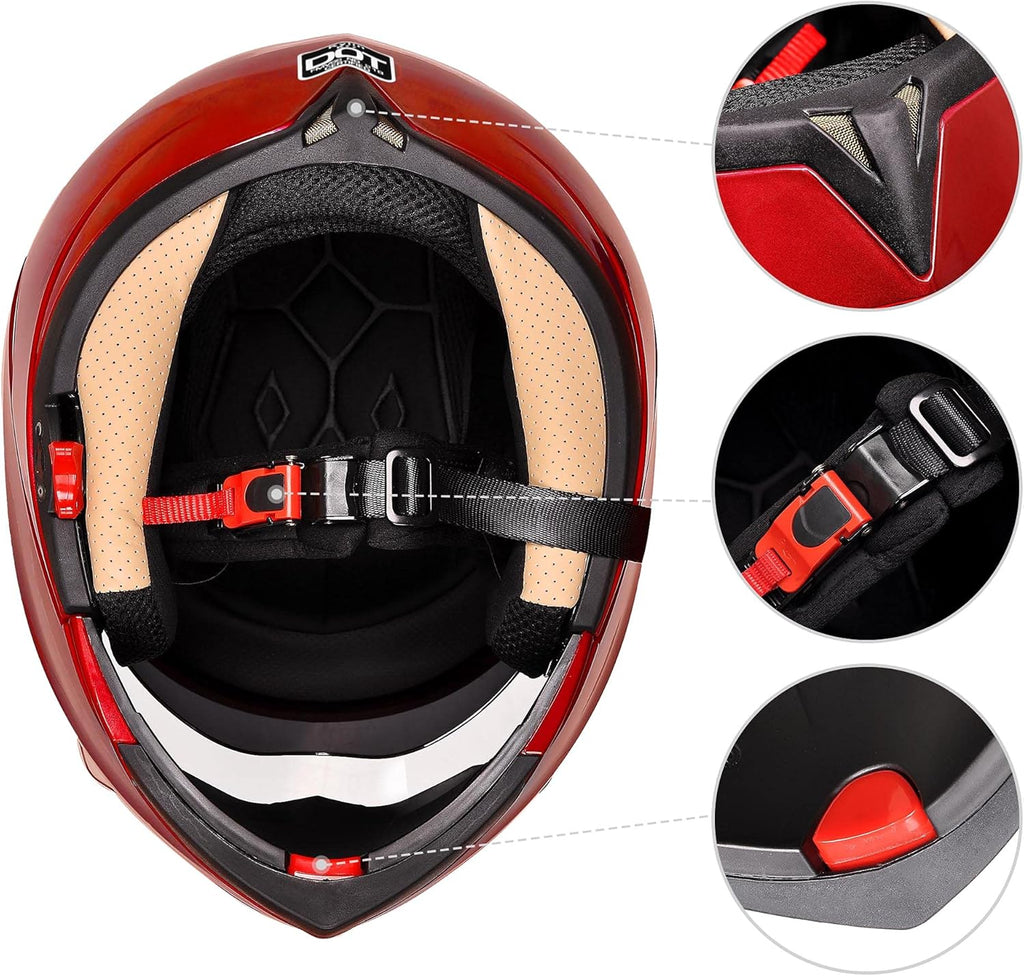 AHR Run-M Full Face Bluetooth Motorcycle Helmet Flip Up Modular Helmet Dual Visors DOT Approved, M-XL