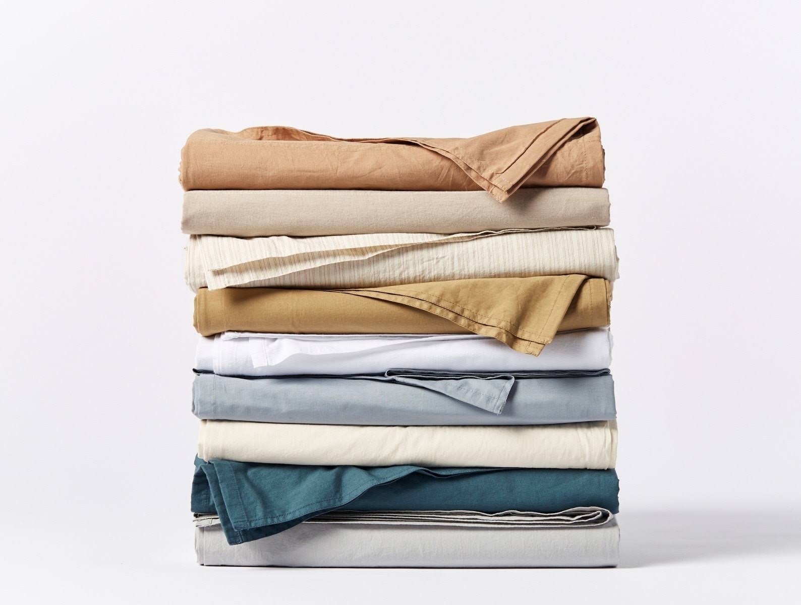 Coyuchi | Organic Crinkled Percale Fitted Sheet King Steel Blue