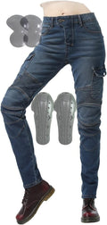 Women's Motorcycle Pants Anti-Drop Cycling Jeans New Upgraded Liner, Removable Suitable Women, Youth Get Cycling Gear (Color : Blue Upgrade, Size : Small)