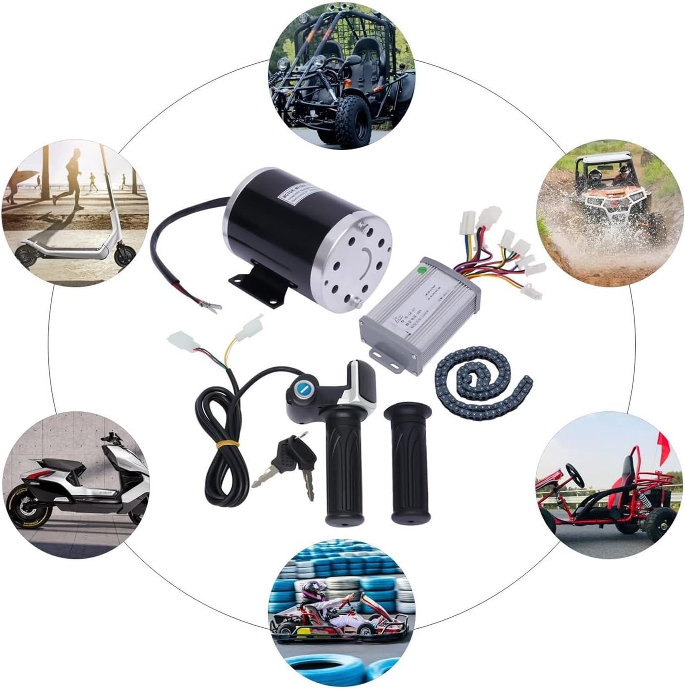 Brush Electric Bicycle Conversion Kit 48V 1000W, E-Bike Cycling Motor with Controller 3 Speed Gears for ATV Small Karts Beach Bikes Small Electric Motorcycles Bicycle
