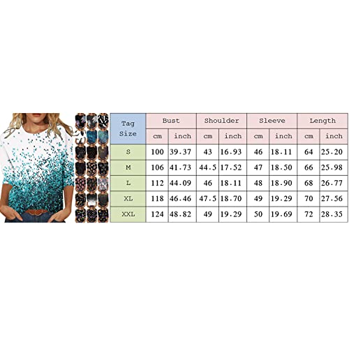 SHAOBGE Summer Outfits for Women 2024 Trendy Womens Casual Fashion Printing Crew Neck Three Quarter Sleeve