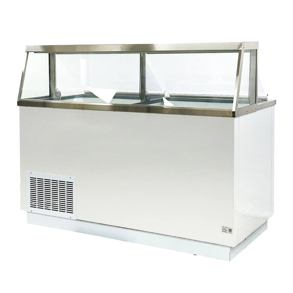 68 in. 12 Tub Ice Cream Gelato Dipping Cabinet Display Freezer, Understorage Big Capacity, Viewing Window, White