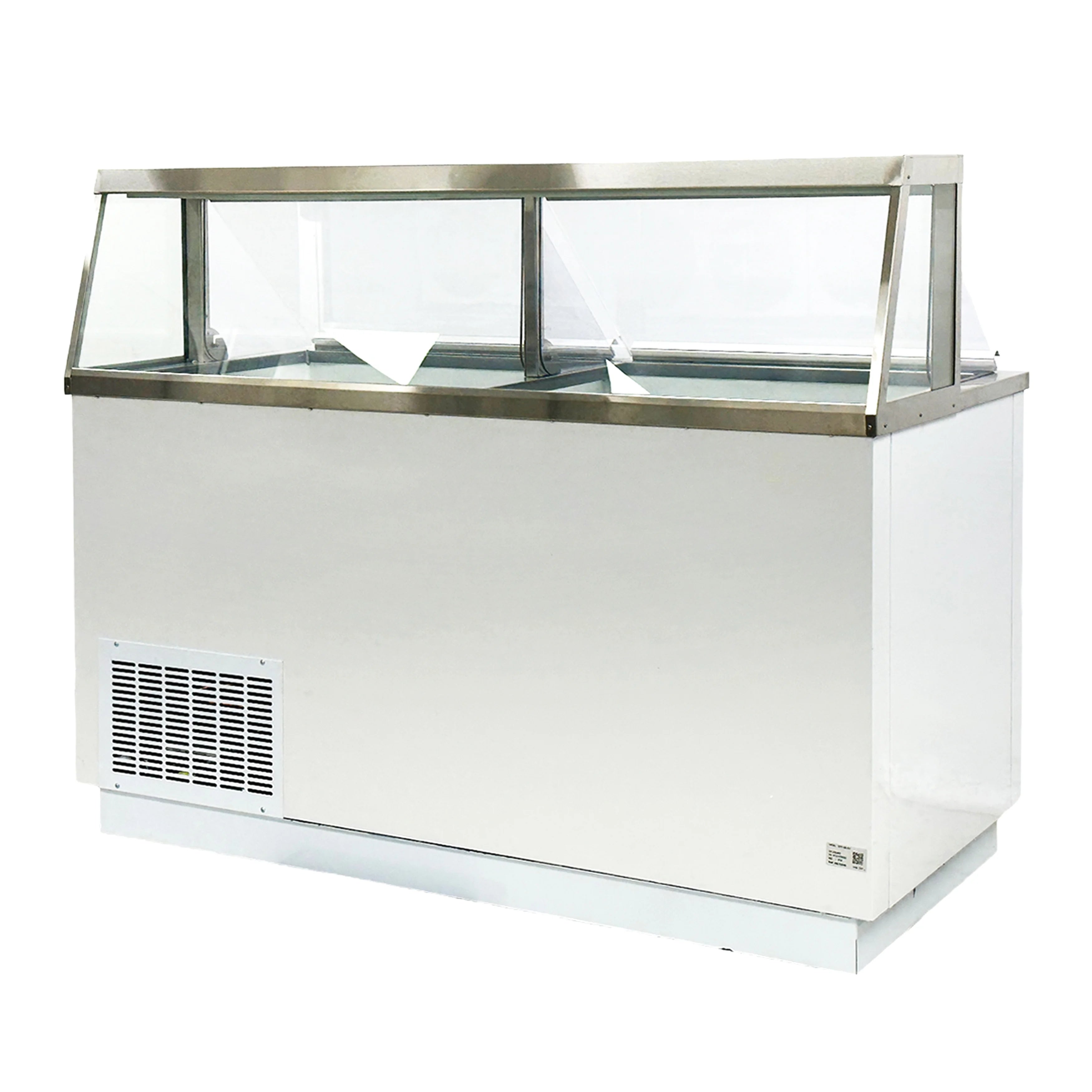 68 in. 12 Tub Ice Cream Gelato Dipping Cabinet Display Freezer, Understorage Big Capacity, Viewing Window, White