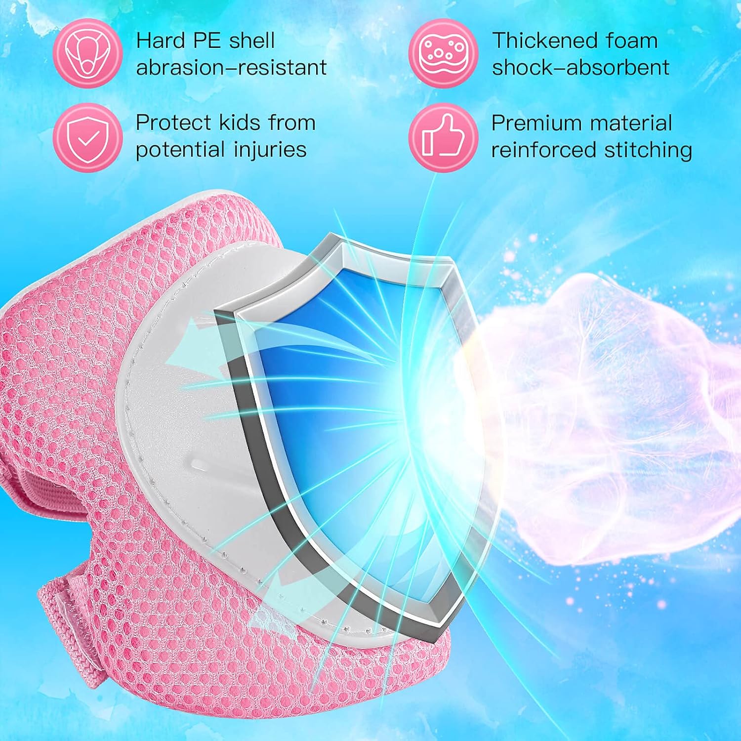 Color Gradient Adjustable Helmet Kids Protective Gear Set Knee Pads for Kids 3-8 Years Cycling Helmet with Knee Pads Elbow Pads Wrist Guards Youth Skateboard Helmet for Kids