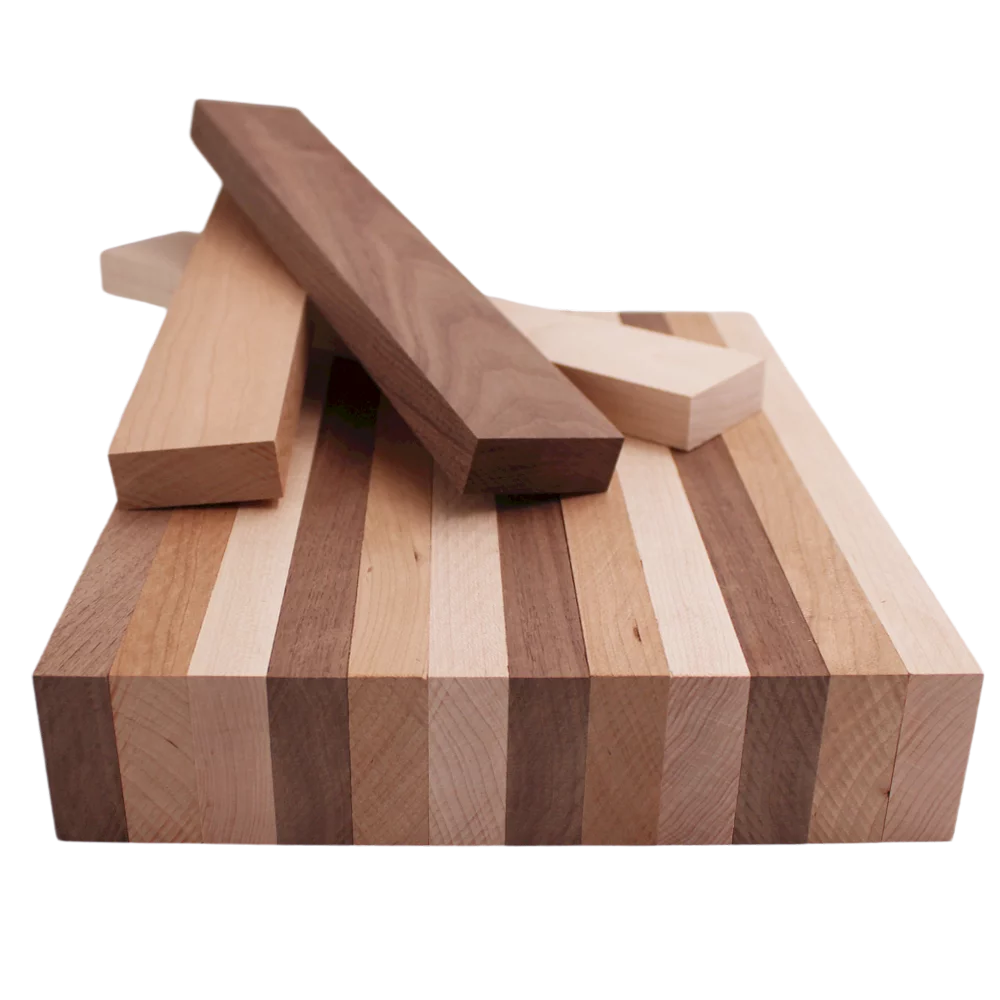 Domestic Variety Pack 5 Walnut, 5 Maple and 5 Cherry Boards - 3/4" x 2" (15Pcs)