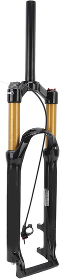Bike Fork 27.5 Inch Mountain Bike Front Fork Suspension Fork High Strength Remote Lockout Straight Steerer Silent Bike Suspension Front Fork for Cycling Gold Tube