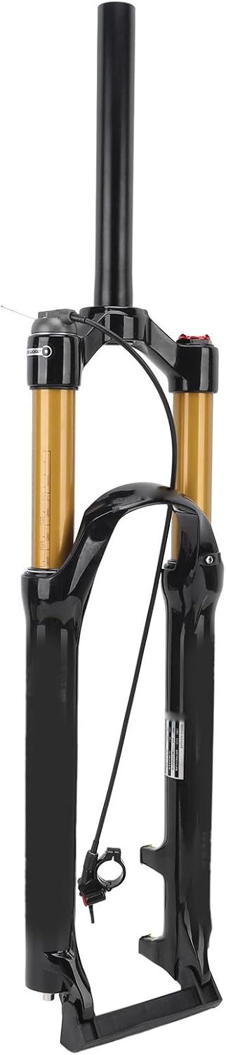 Bike Fork 27.5 Inch Mountain Bike Front Fork Suspension Fork High Strength Remote Lockout Straight Steerer Silent Bike Suspension Front Fork for Cycling Gold Tube
