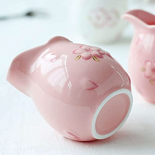 Ceramic Tableware Milk pots Ceramic Cream and Sugar Pot Creamer Jug Sugar Jar Coffee Serving Set Cream Pitcher-Pink-Milk Jug & Sugar Bowl Jars (Color : Bianco, Size : Milk Jug)