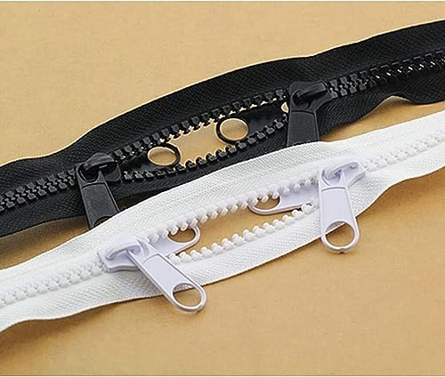 Nylon Coil Zipper,Replacement Sewing Zipper,10# Resin Zipper Double Zip Sliders, 100cm/200cm for Tent Bags Outdoor Travel Long Coat (Color : Black, Length : 100cm) (Color : Svart, Size : 100cm) (Colo
